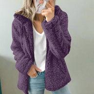 WW | Teddy-Fleecejacke mit Kapuze Damen - weiche Winterjacke mit Reißverschluss