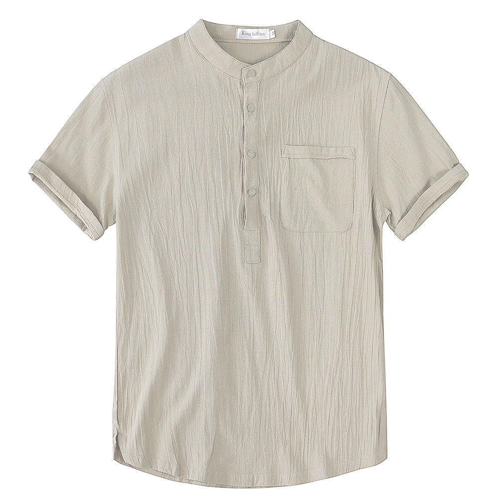 WW | Herren Kurzarm T-shirt Aus Leinen Baumwolle Atmungsaktiv