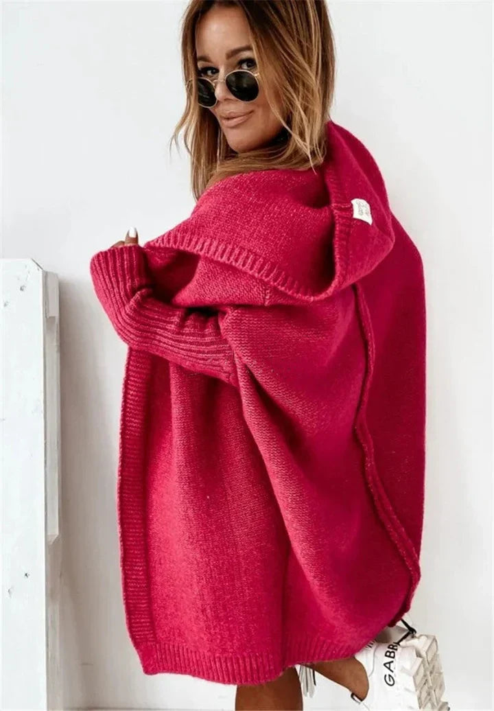 WW | Superweiche Gestrickte Strickjacke Mit Taschen Und Kapuze Für Damen