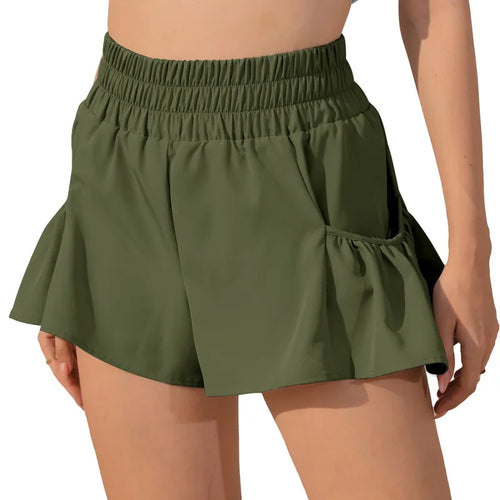 WW | Damen Sport Shorts Mit Rüschen Und Taschen