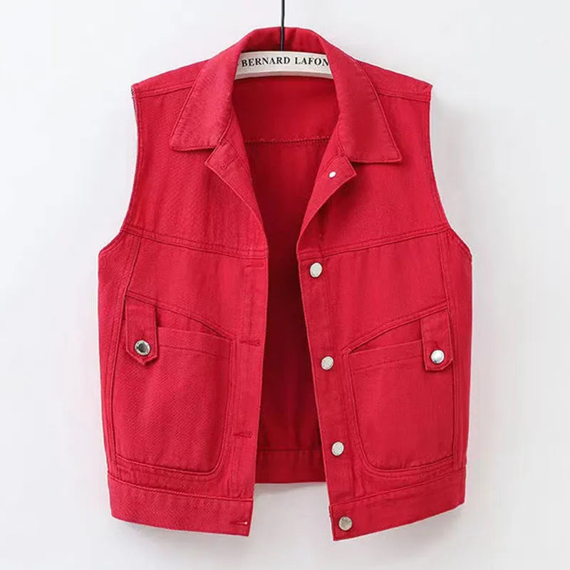 WW | Lässige Denimweste mit Taschen Detail