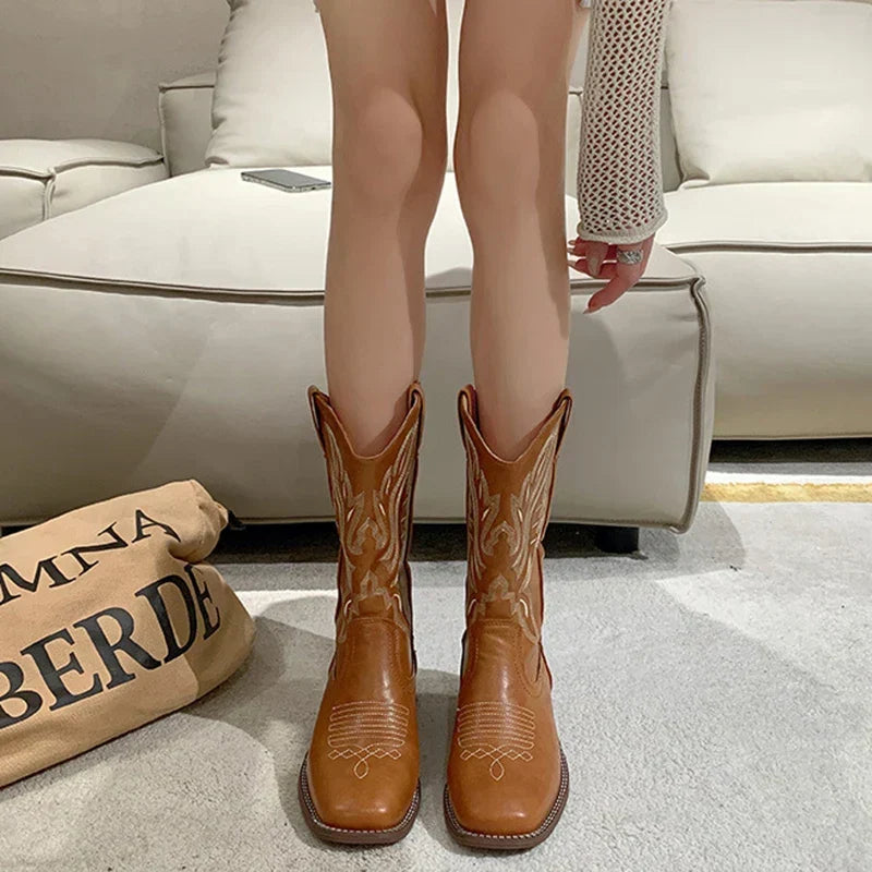 W&W Mode | Bestickte Cowboystiefel Aus Leder Für Damen