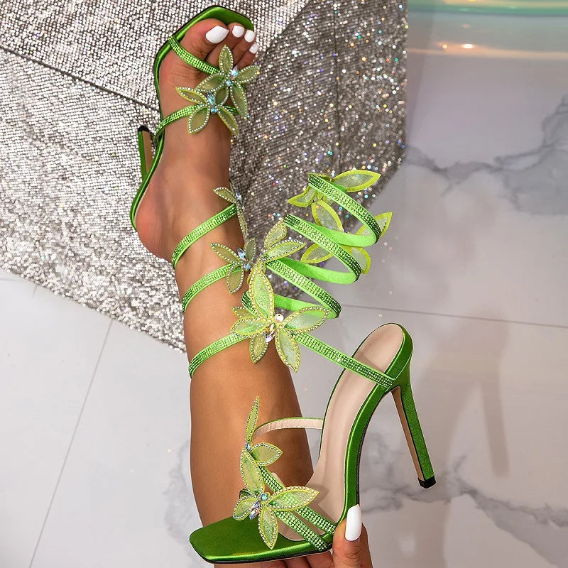 WW | Eilyken Fashion Sexy Peep Toe Kristall Schmetterling Knot Ankel Riemen Sandalen Frau Stiletto Hohe Absätze Schuhe Bankett Fest Pumps Schuhe
