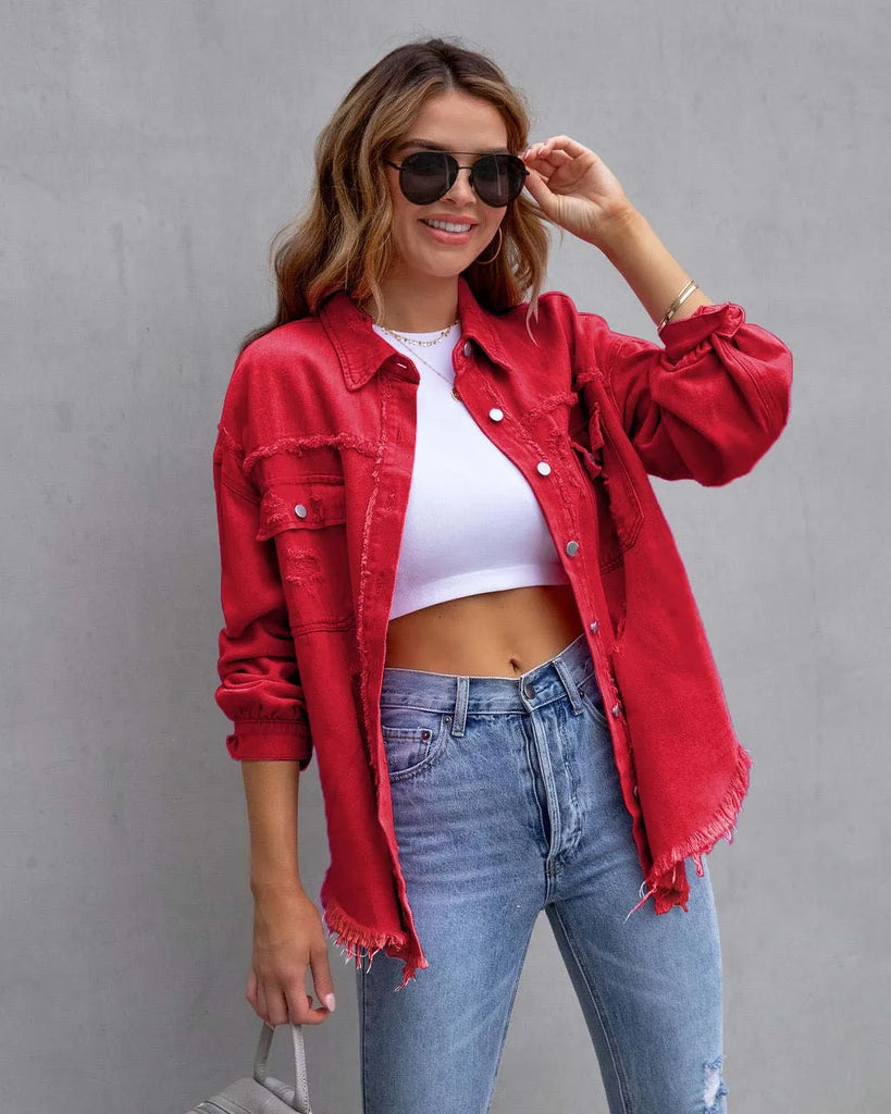 WW - Trendige Frühlingsjacke aus designtem Denim