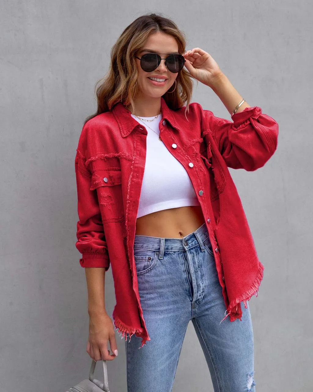 W&W Mode - Trendy Frühlingsjacke Aus Entworfenem Denim