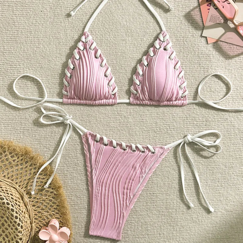 WW | Bikini Badekleidung mit Dekorativen Schnüren