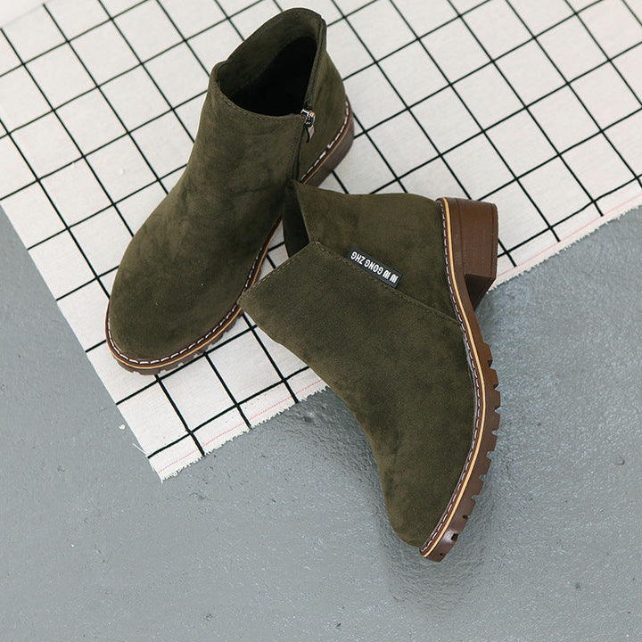 W&W Mode | Wildlederstiefelette mit Rutschfester Sohle und Seitlichem Reissverschluss
