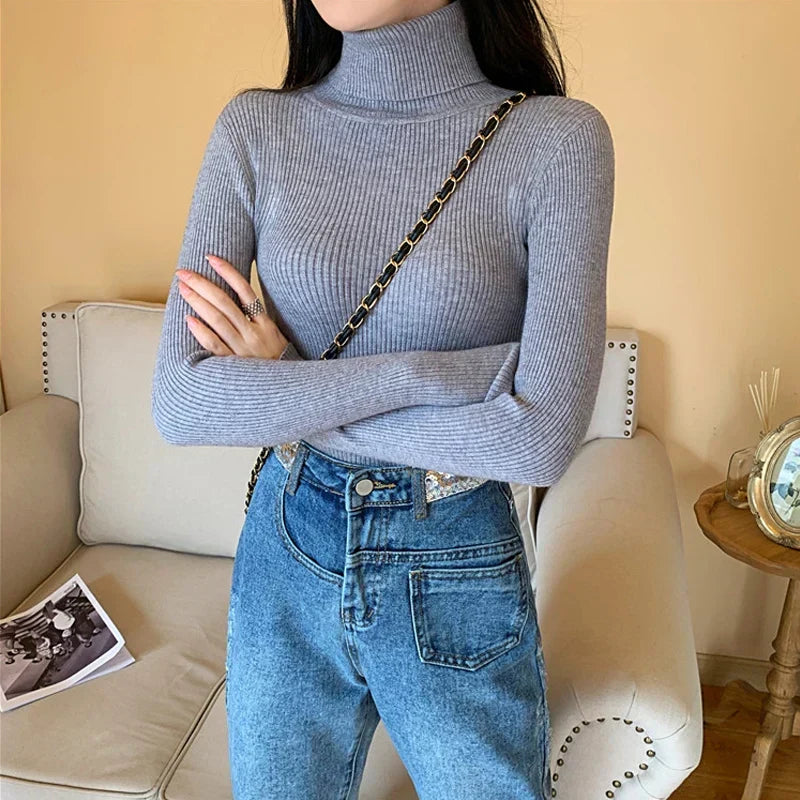 W&W Mode - Damen-Ripp-Turtleneck für elegante Raffinesse