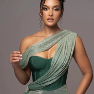 WW | Glitzer Rückenfrei Abend Maxi Kleid