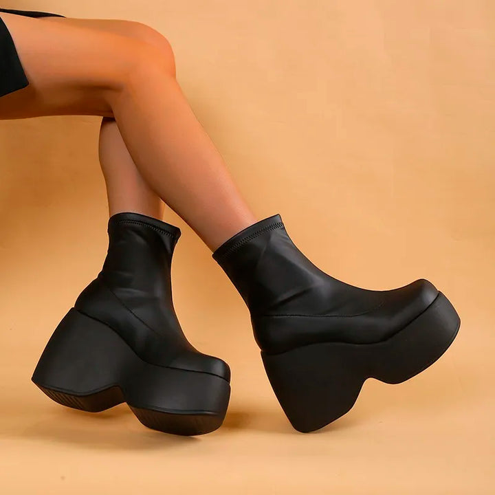 W&W Mode | Gothic Chunky Platform Stiefeletten mit Reißverschluss