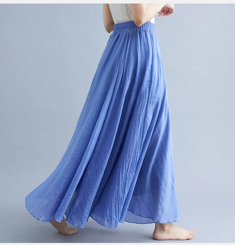 WW | Mode Baumwolle Leinen Kleidung Frauen Röcke Maxi Y2K Elegant Strand Saia Ropa Mujer Lässiges Kleid Boho Lange Röcke Faldas Harajuku