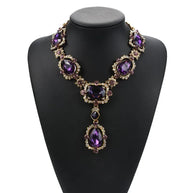 WW | Statement Rhinestones Schmuck Große Edelstein Gem Stein Kristall Viktorianischer Schmuck Grüner Smaragd Bib Halskette für Frauen