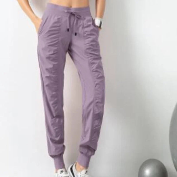 WW | Stoff Schnürsenkel Lauf Sport Joggers Frauen Schnell Trocknend Athletic Fitness Trainings Sweatpants mit Zwei Taschen Bewegung Hosen