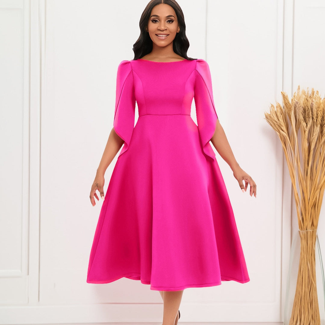 W&W Mode - Elegantes Rosa Leinenkleid