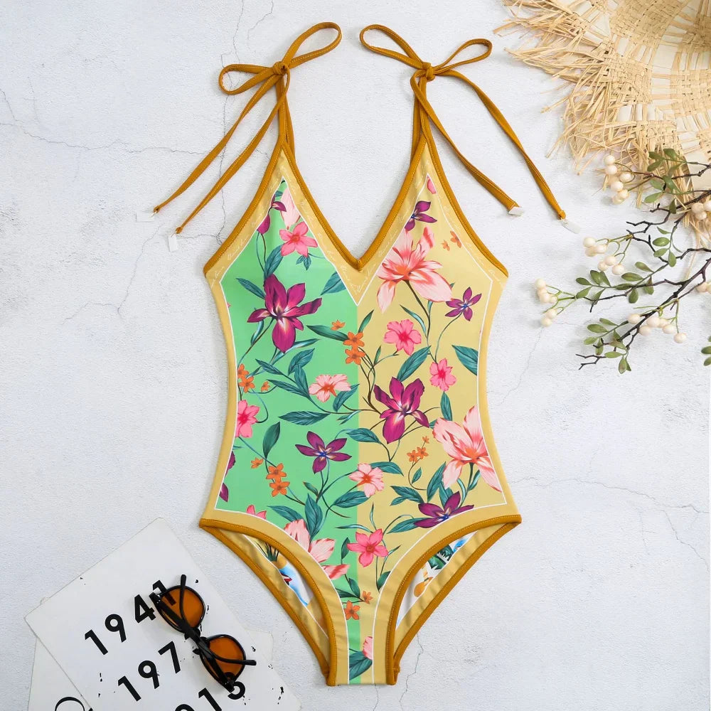 WW | Neue Kollektion Gedruckt Doppelseitig Tragbar Schwimmen Badeanzug Frauen Bandage Sexy Einteiler Badeanzug Strandbekleidung Schwimmbekleidung Frau