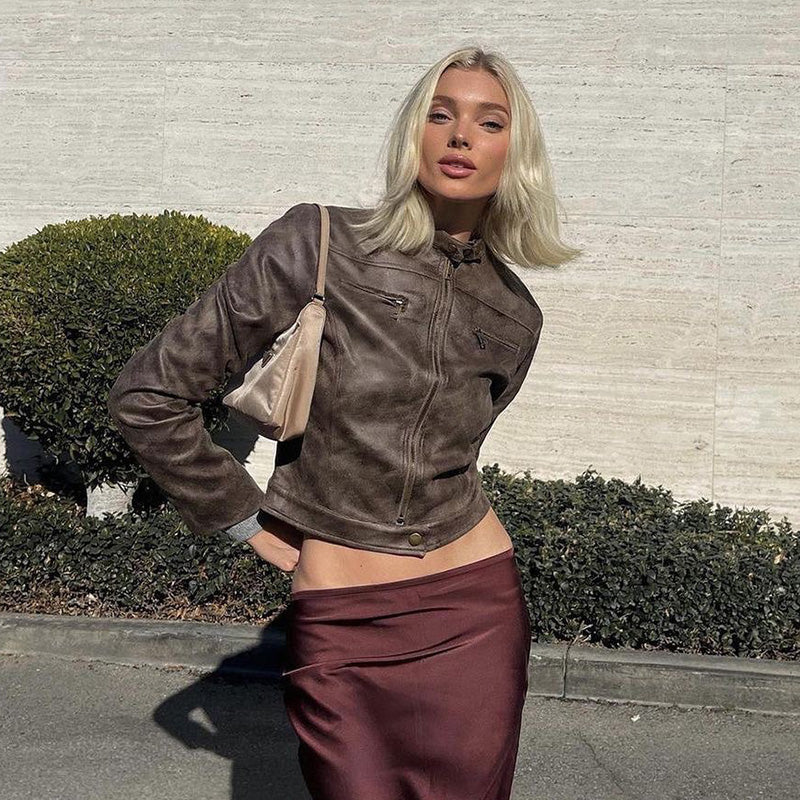 WW | Vintage Kunstlederjacke mit Reißverschlusstaschen