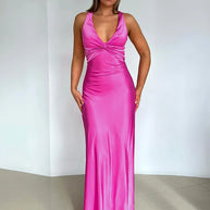 WW | Schleife Rückenfrei Abend Maxi Kleid