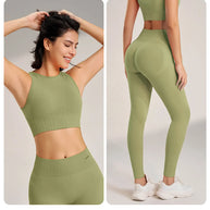 WW | Nahtloses Yoga-satz- Hoch-taillierte Leggings & Top Zweiteiliges Fitness-outfit