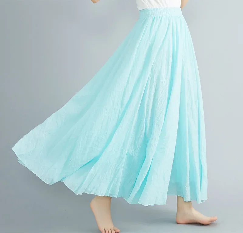 WW | Mode Baumwolle Leinen Kleidung Frauen Röcke Maxi Y2K Elegant Strand Saia Ropa Mujer Lässiges Kleid Boho Lange Röcke Faldas Harajuku