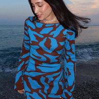 WW | Stilvolles lang gestricktes Kleid mit langen Ärmeln
