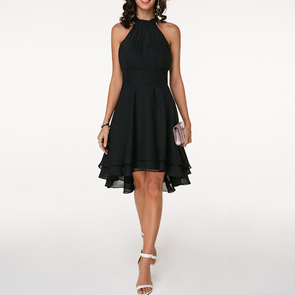 W&W Mode | Lässiges Ärmelloses Rüschenkleid mit Rundhalsausschnitt
