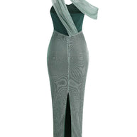 WW | Glitzer Rückenfrei Abend Maxi Kleid
