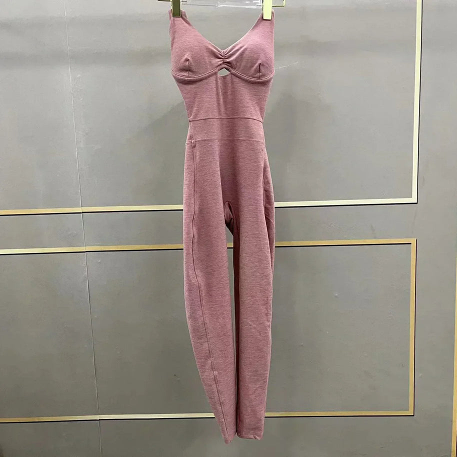 WW | Sportlicher Jumpsuit Frauen Sportbekleidung Push-Up Gym Set Frauen Fitness Overall Lycra Sport Outfit für Frauen Sportbekleidung Yoga Kleidung Pink
