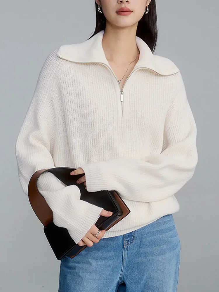 WW - Gebreide Turtleneck Dames Trui met Rits