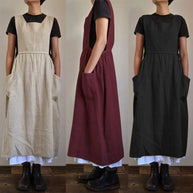 WW | Schürzenkleid aus Leinen- und Baumwollmischung mit Taschen für Frauen Pensacola