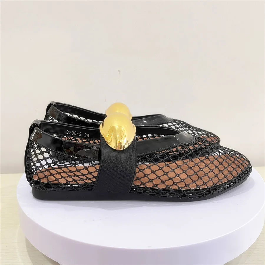 Damen Ballerinas mit Mesh-Obermaterial und elastischem Band