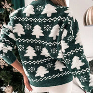WW - Hässlicher Weihnachtspulli - Gestrickter Pullover mit 3D-Weihnachtsbaum-Print