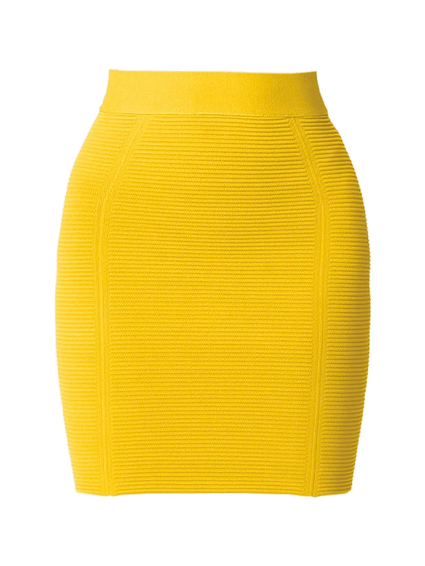 WW | Gelbe Farbe Frauen Sexy Bodycon Minirock Rayon Bandage Mode Nachtclub Festbekleidung Feier Röcke Hohe Qualität