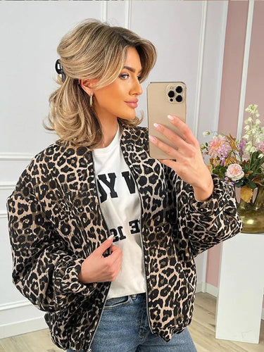 W&W Mode | Retro Lange Ärmel Leopard Jacke