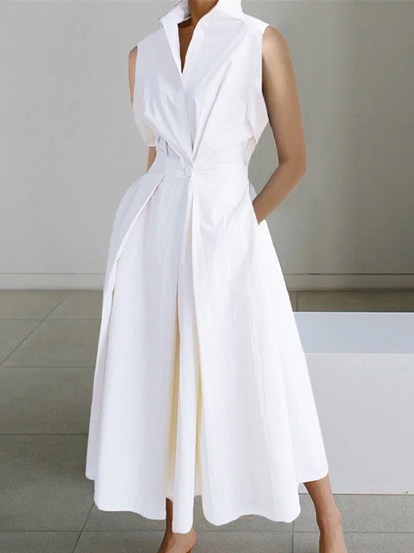 W&W Mode | Weißes Stadtkleid mit Hemdkragen
