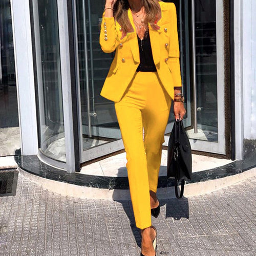 Damen-Blazer-Hosen-Set mit verstellbarem Hosenbund und schmalem Bein