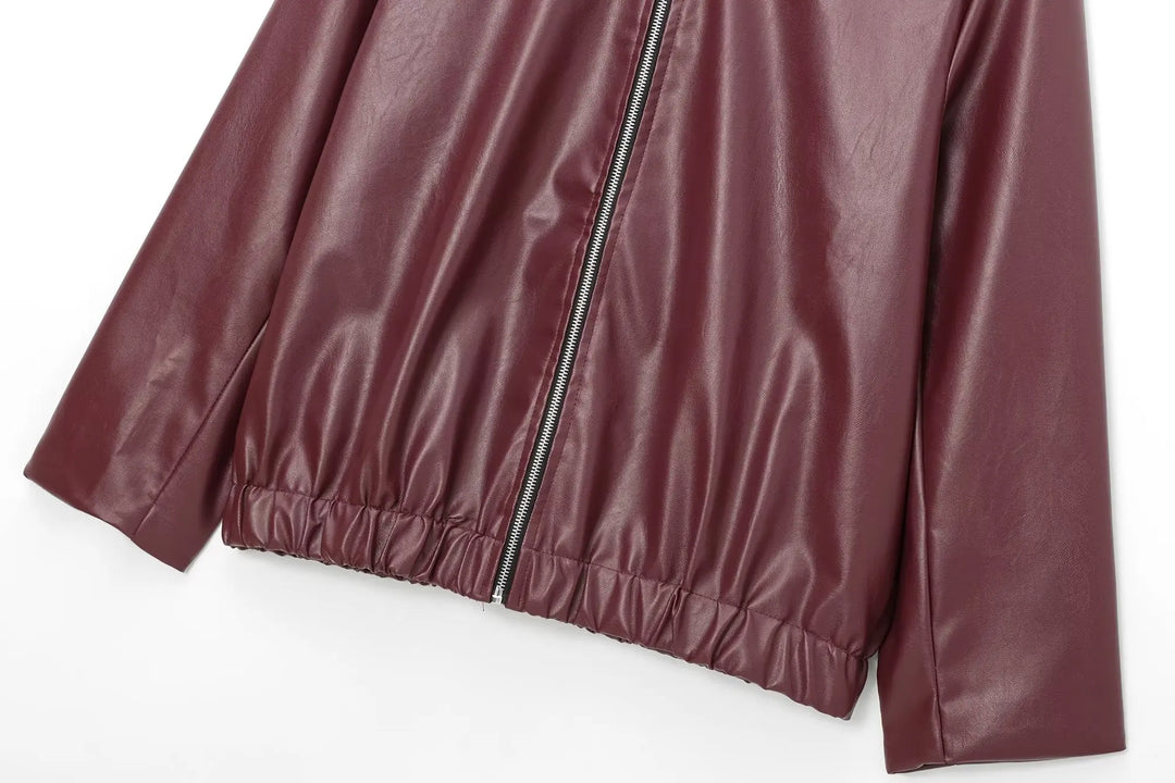 W&W Mode | Lederjacke mit Reißverschluss Vorne und Klassischem Reverskragen