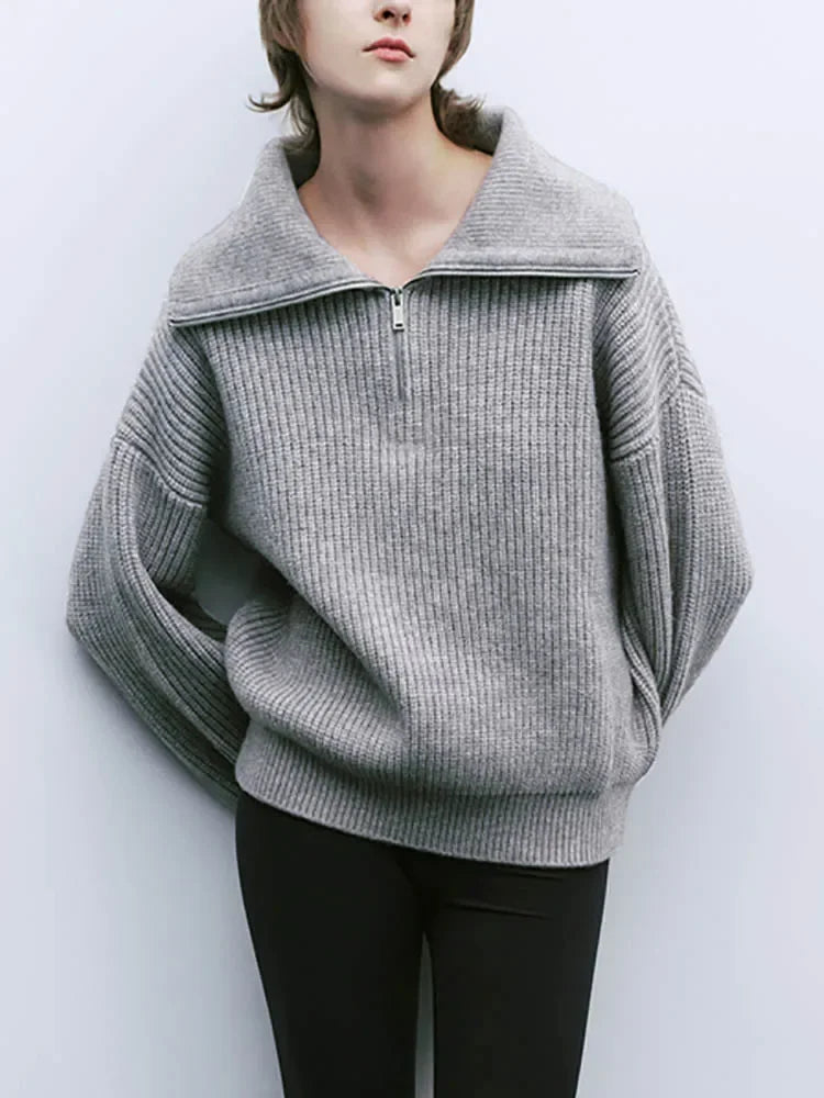 WW - Gebreide Turtleneck Dames Trui met Rits