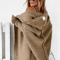 WW | Superweiche Gestrickte Strickjacke Mit Taschen Und Kapuze Für Damen