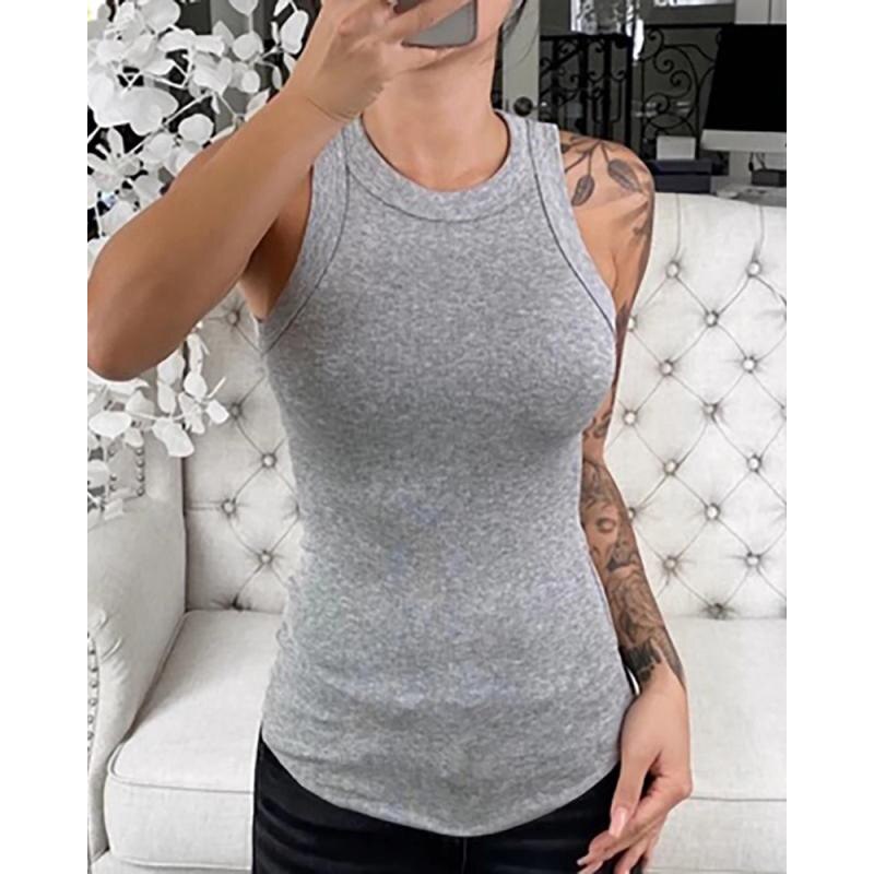 Damen-Ripp-Tanktop mit Rundhalsausschnitt