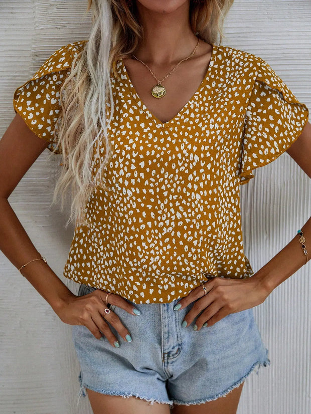 WW | Kurzärmlige Sommerbluse mit Slim Fit Ohne Kragen