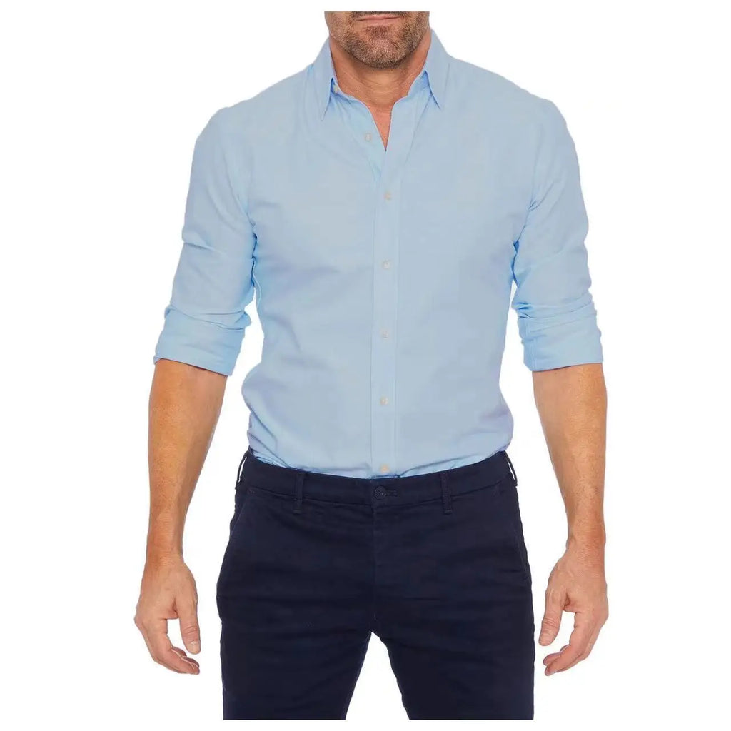 WW | Herren Oxford Hemd in Hellblau Slim Fit Mit Stilvollem Reißverschluss