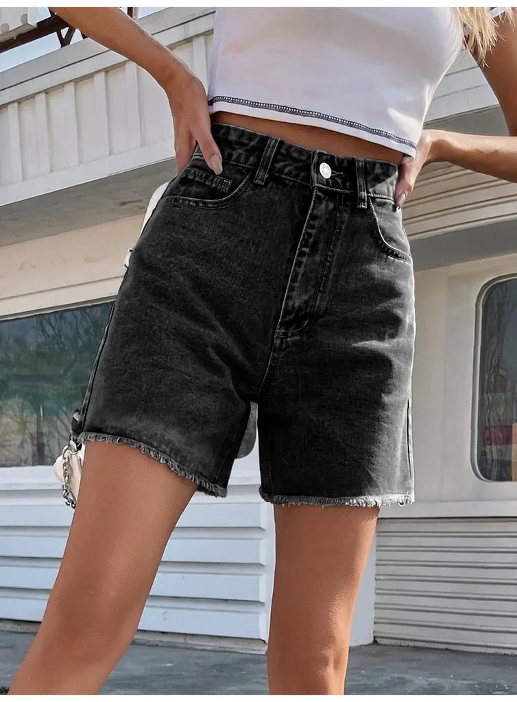 Damen High-Waist Sommer-Denimshorts