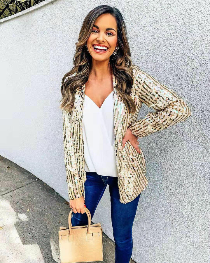 W&W Mode | Glänzender Blazer für Damen - Elegant und Glamourös