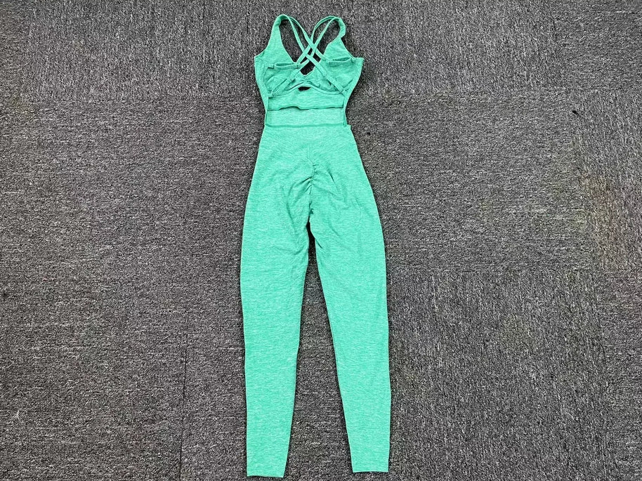 WW | Sportlicher Jumpsuit Frauen Sportbekleidung Push-Up Gym Set Frauen Fitness Overall Lycra Sport Outfit für Frauen Sportbekleidung Yoga Kleidung Pink