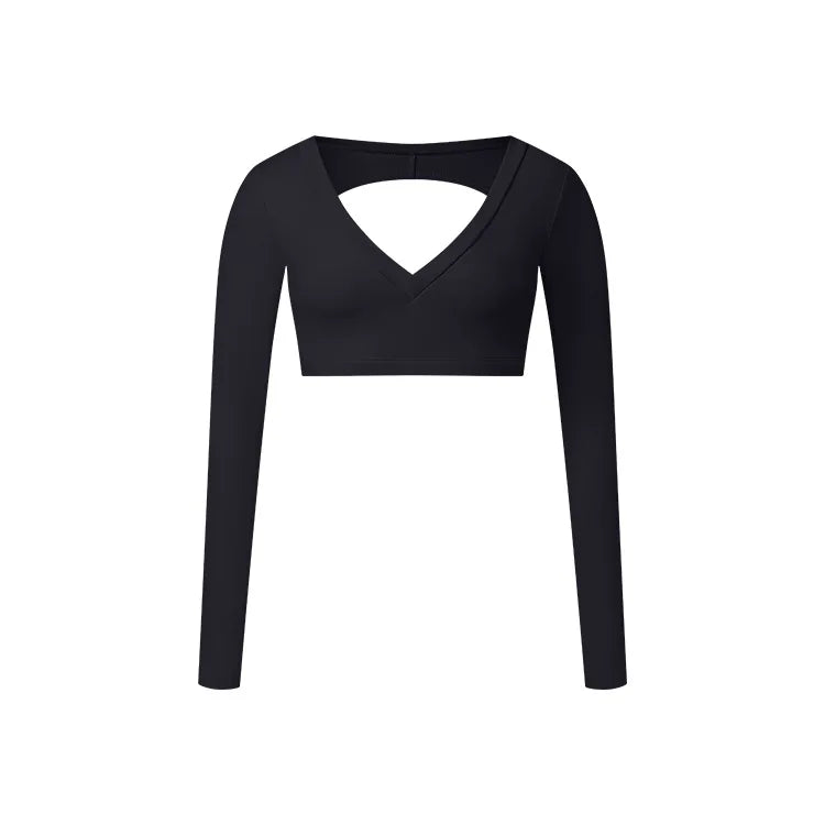 W&W Mode | Sporttop mit langen Ärmeln und V-Ausschnitt für Damen