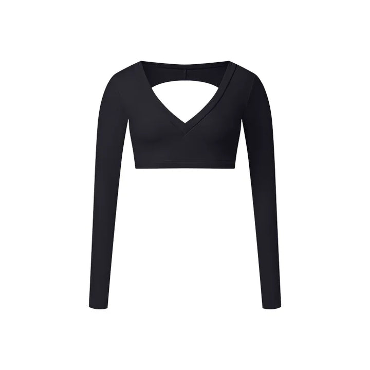W&W Mode | Sporttop mit langen Ärmeln und V-Ausschnitt für Damen