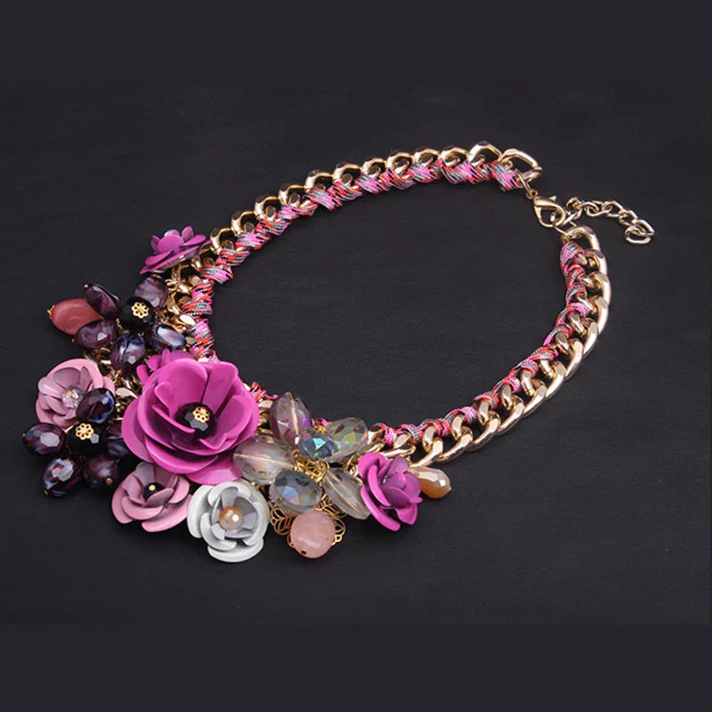 WW | Jahrgang Schmuck Elegante Prom Party Schönheitswettbewerb Hochzeit Geschenk Florale Blüte Blume Chunky Statement Halskette für Frauen Accessoires