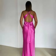 WW | Schleife Rückenfrei Abend Maxi Kleid