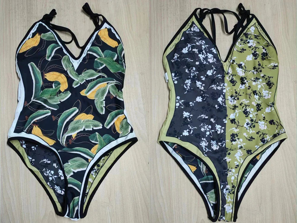 WW | Neue Kollektion Gedruckt Doppelseitig Tragbar Schwimmen Badeanzug Frauen Bandage Sexy Einteiler Badeanzug Strandbekleidung Schwimmbekleidung Frau