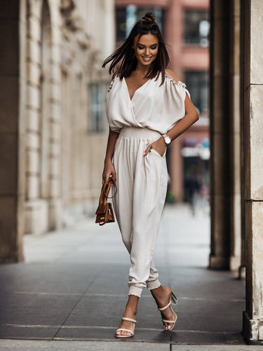 WW | Weißer Off-Shoulder Jumpsuit